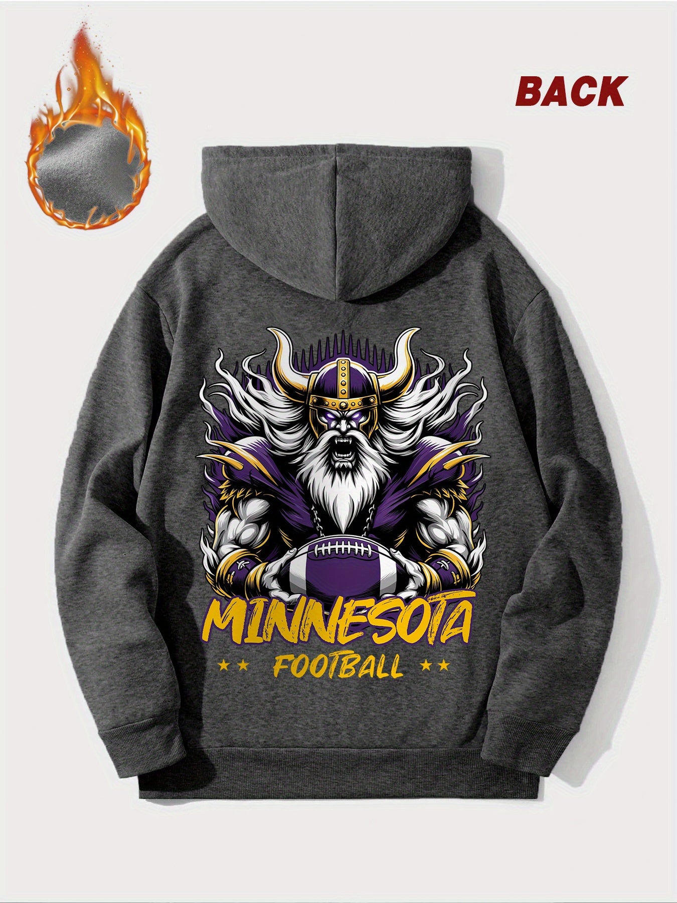Creative Gifts, Gifts for Men, 1pc MINNESOTA Football Creative Graphic Print Casual Hoodies, Suitable for Football Enthusiasts, Men'S Hoodie And Sweatshirt, New Stylish Printed Casual Pocket Hoodie, Thickened, Suitable for Au