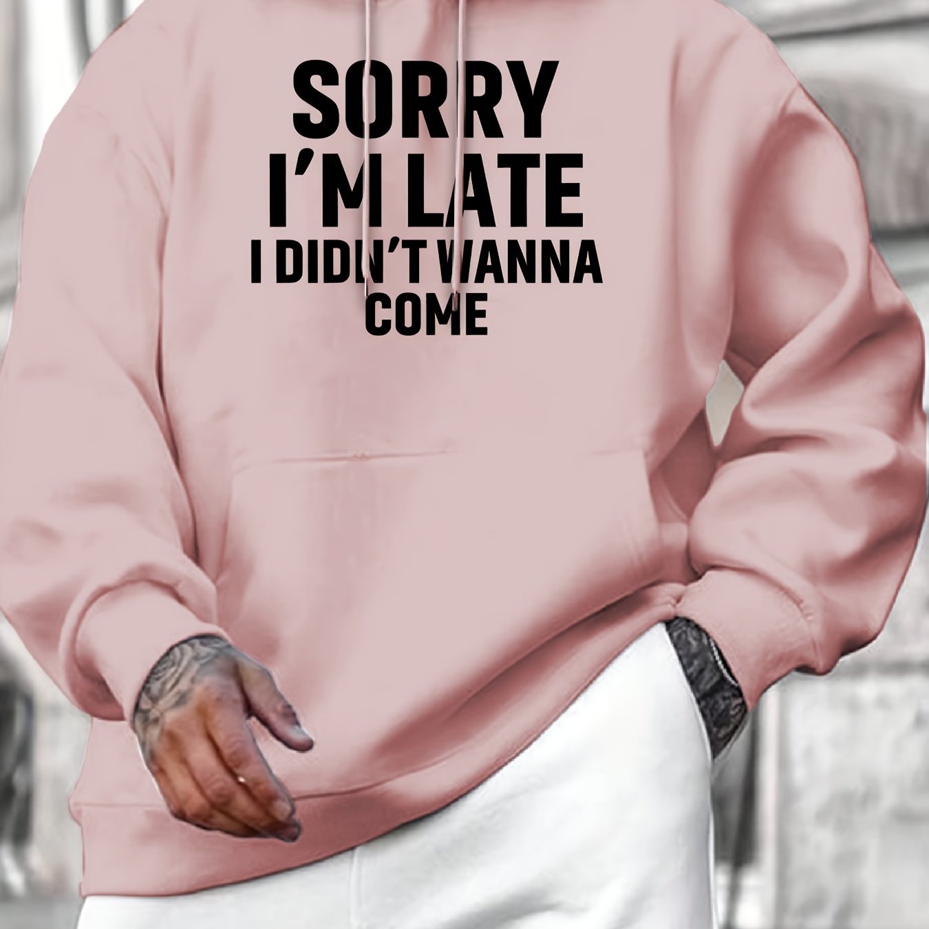 Kangaroo Pocket Hoodie - Funny Graphic Print Sweatshirt with Casual Long Sleeve Pullover Design, Perfect for Fall and Winter, Men's Clothing