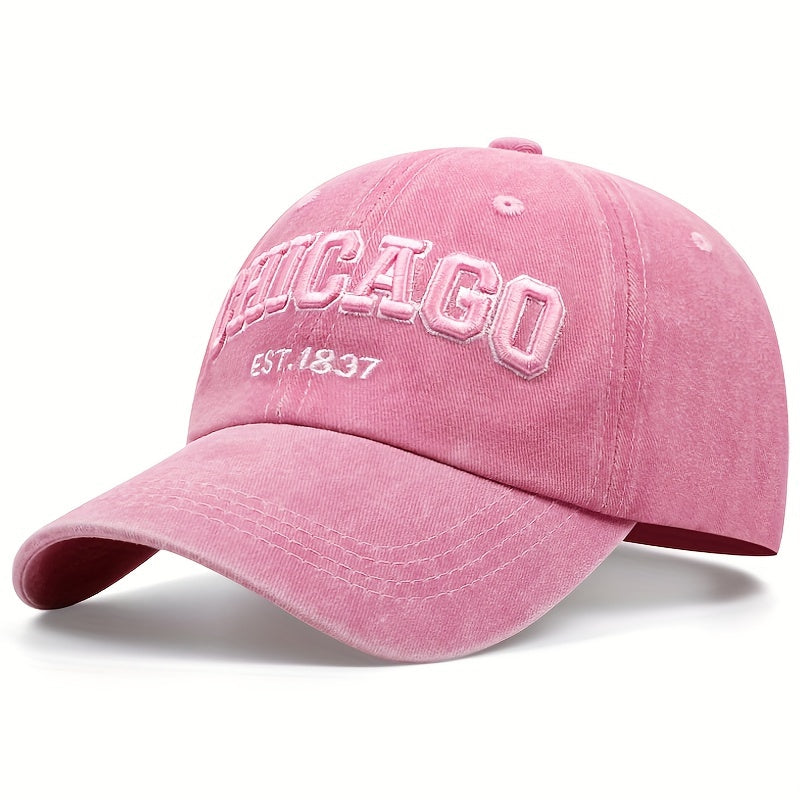 Vintage Washed Distressed Lightweight Chicago Embroidery Baseball Cap - Unisex Sun Hat For Women & Men Dad Hats