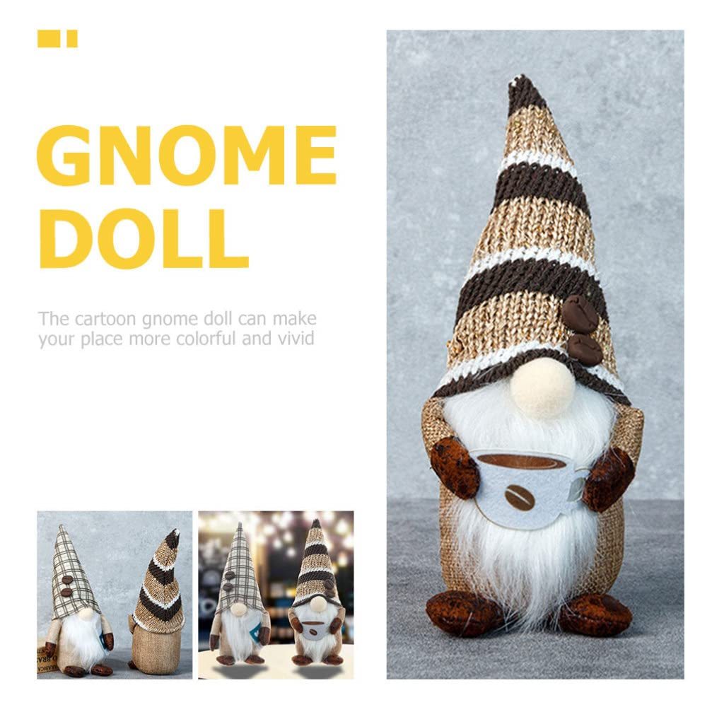 Coffee Gnomes Plush Doll Coffee Bar Decoration Swedish Tomte Elf Dwarf Collectible Figurines Dangle Leg Shelf Sitters Farmhouse Home Kitchen Decor Coffee Lover Gifts