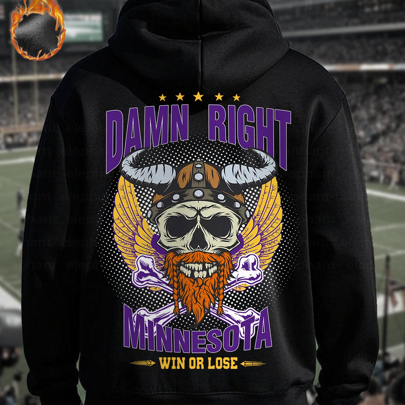 Men's Fleece-Lined Hoodie with Minnesota Skull Graphic -
