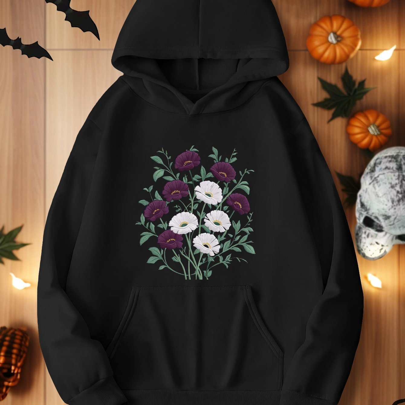 teediy Embroidered floral design women's hoodies