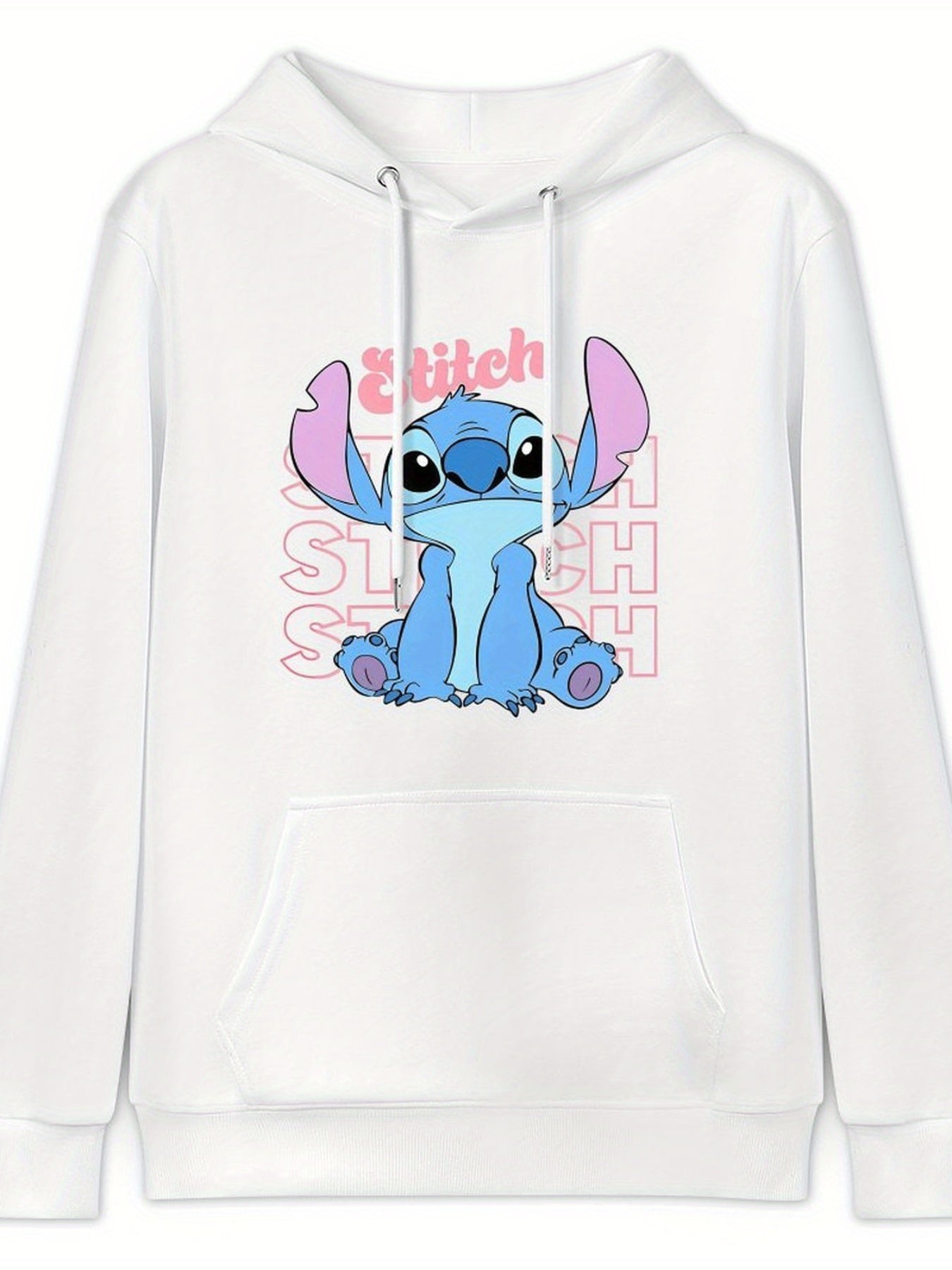 Disney Men'S Black Retro Pullover Hoodie with Stitch Cartoon Character Disney Friends Digital Print, Soft Regular Fit Casual Sweatshirt, Machine Washable, Disney Sweatshirt