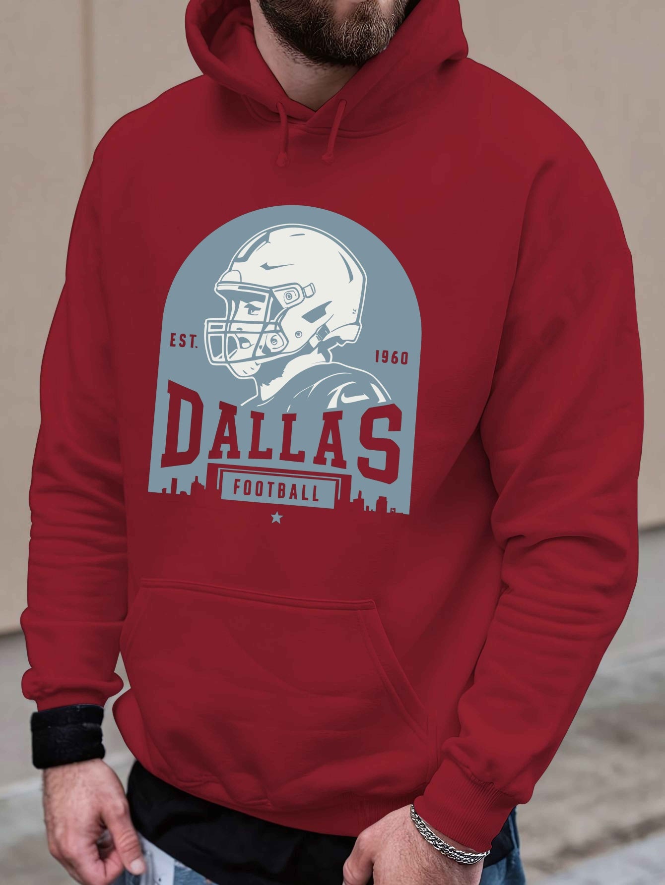 Football Dallas (Local) All Day Hoodie, Fashion Cotton Hoodie, Street Style Sweatshirt, Crew Neck Sweater, Super Soft, Breathable, Four Seasons Leisure Hoodie, Suitable for Daily Wear, Casual Outing