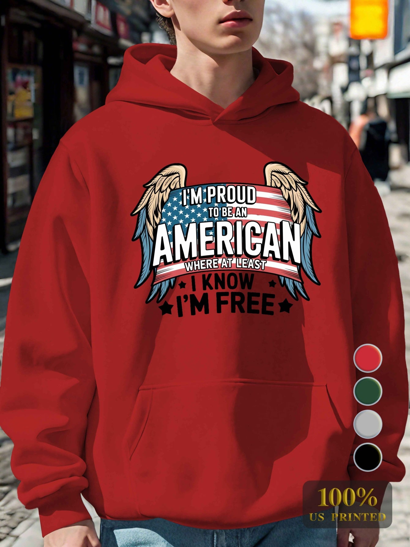 Flag Proud to Be an American Men'S Casual Hoodies