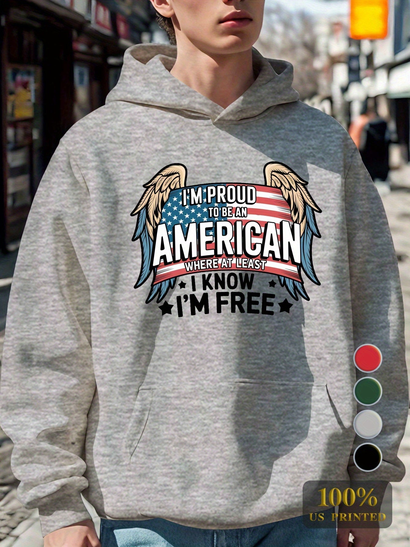 Flag Proud to Be an American Men'S Casual Hoodies