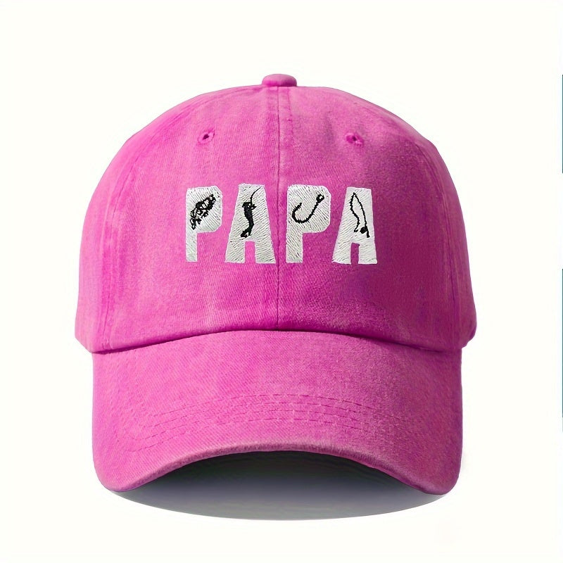 Personalized and Fashionable Men's and Women's Embroidered PAPA Fishing Washable Baseball Cap Outdoor Adjustable Casual Duckbill Cap