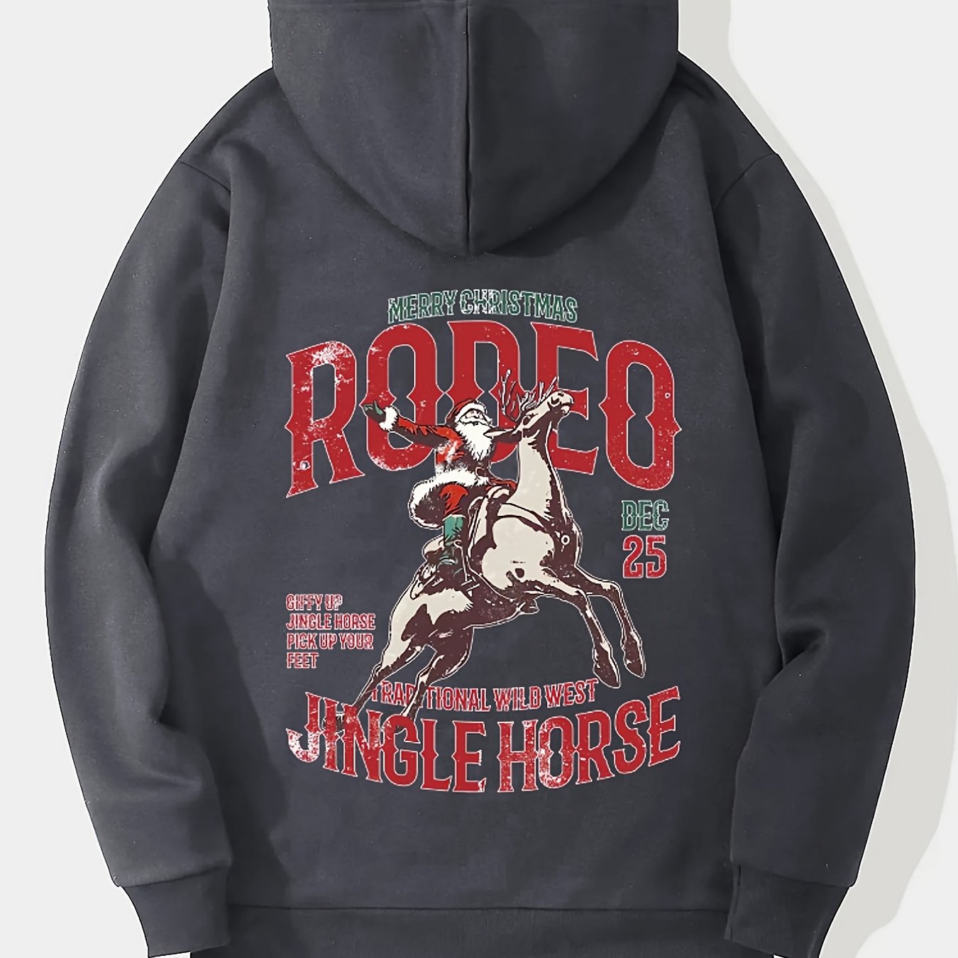 Christmas Loose-fitting men's letter and character print hoodie with drooping shoulders and adjustable drawstrings
