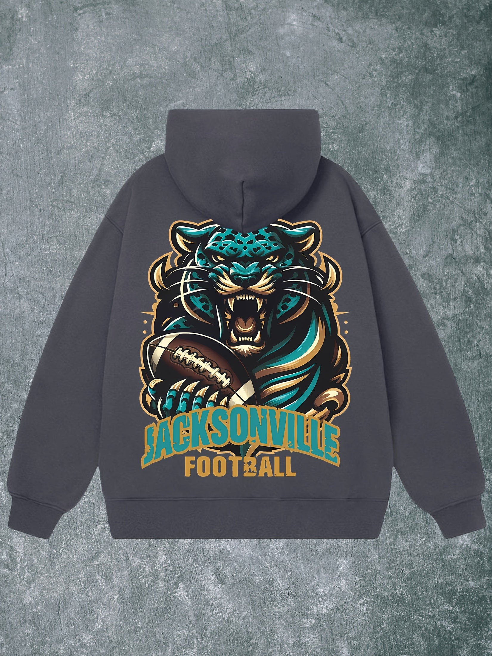 Jacksonville Football Men's Hoodie - Navy Blue Blend, Fierce for JAGUAR Design, Long Sleeve Pullover for Fall & Winter, Casual and Comfortable Streetwear, Football Hoodie