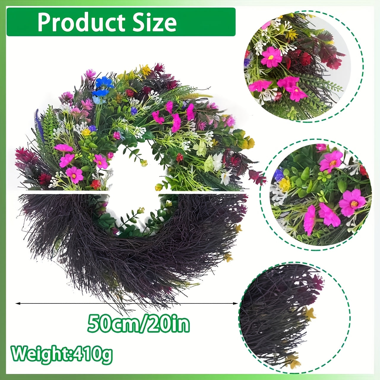 Spring Welcome Wreath, Colorful, Hanging On The Front Door, Greet Every Visiting Guests, Let Them Feel The Breath Of Spring In The Moment They Step Into The Door