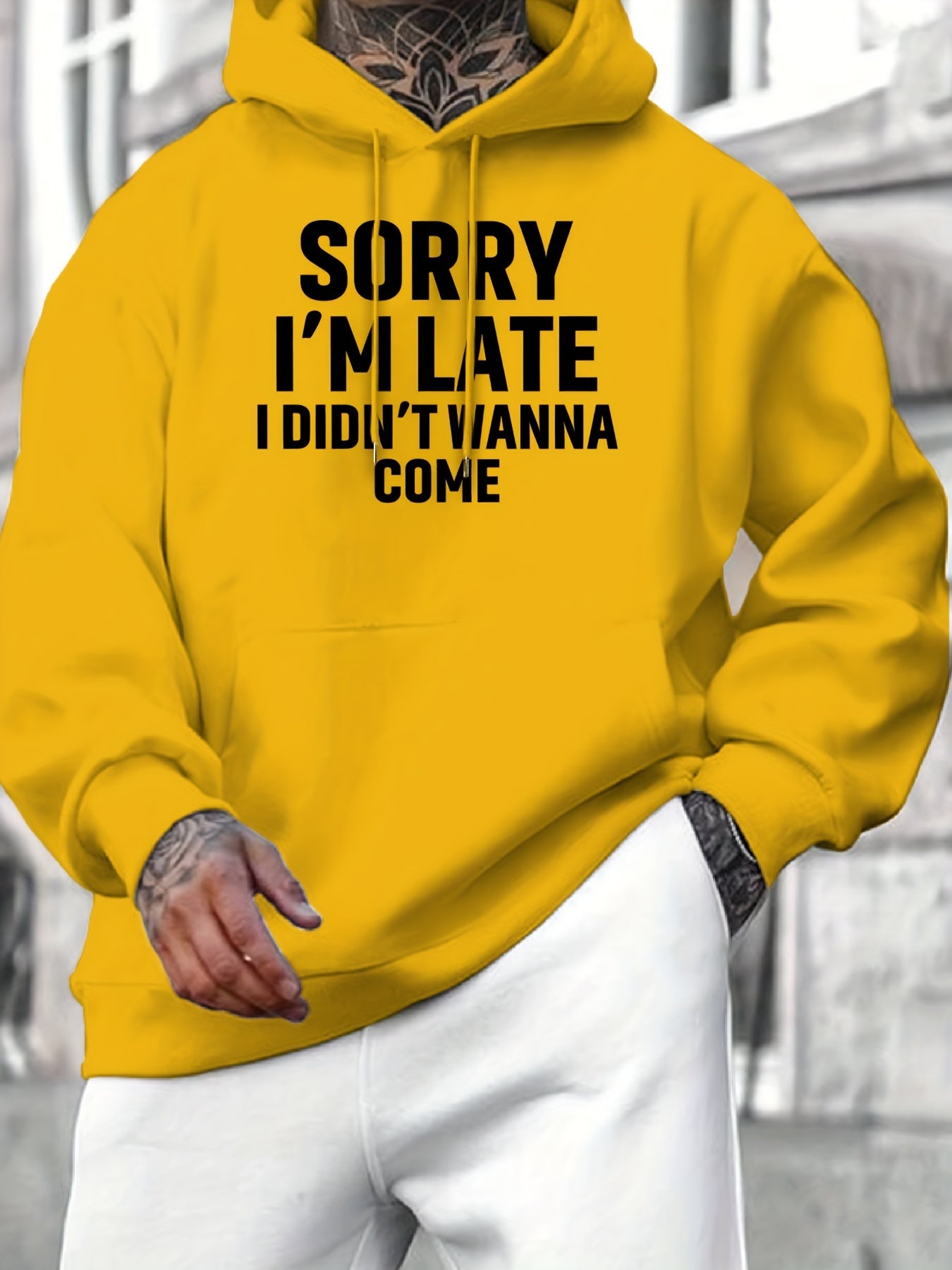 Kangaroo Pocket Hoodie - Funny Graphic Print Sweatshirt with Casual Long Sleeve Pullover Design, Perfect for Fall and Winter, Men's Clothing