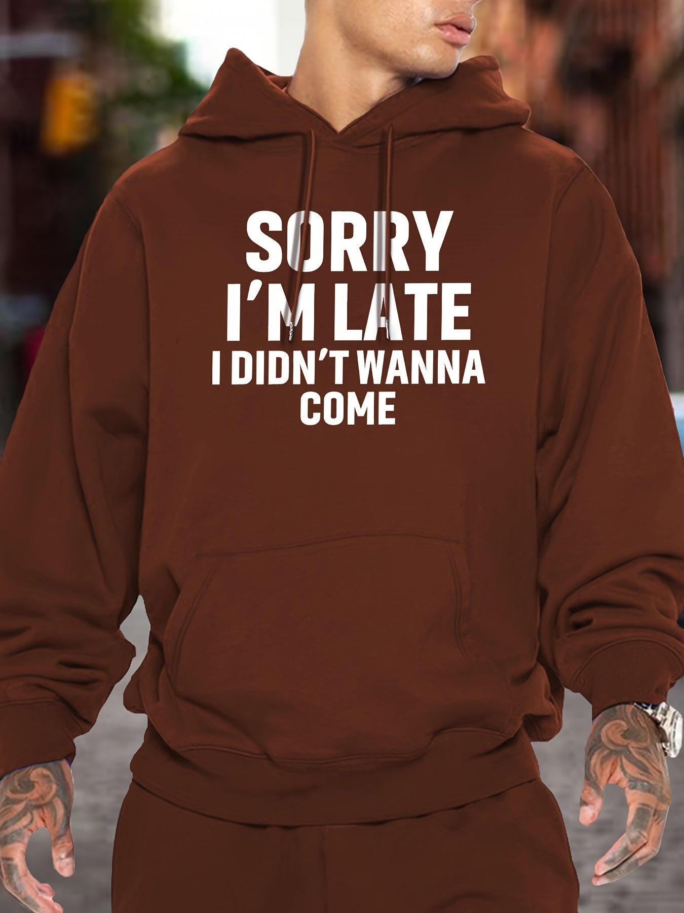 Kangaroo Pocket Hoodie - Funny Graphic Print Sweatshirt with Casual Long Sleeve Pullover Design, Perfect for Fall and Winter, Men's Clothing