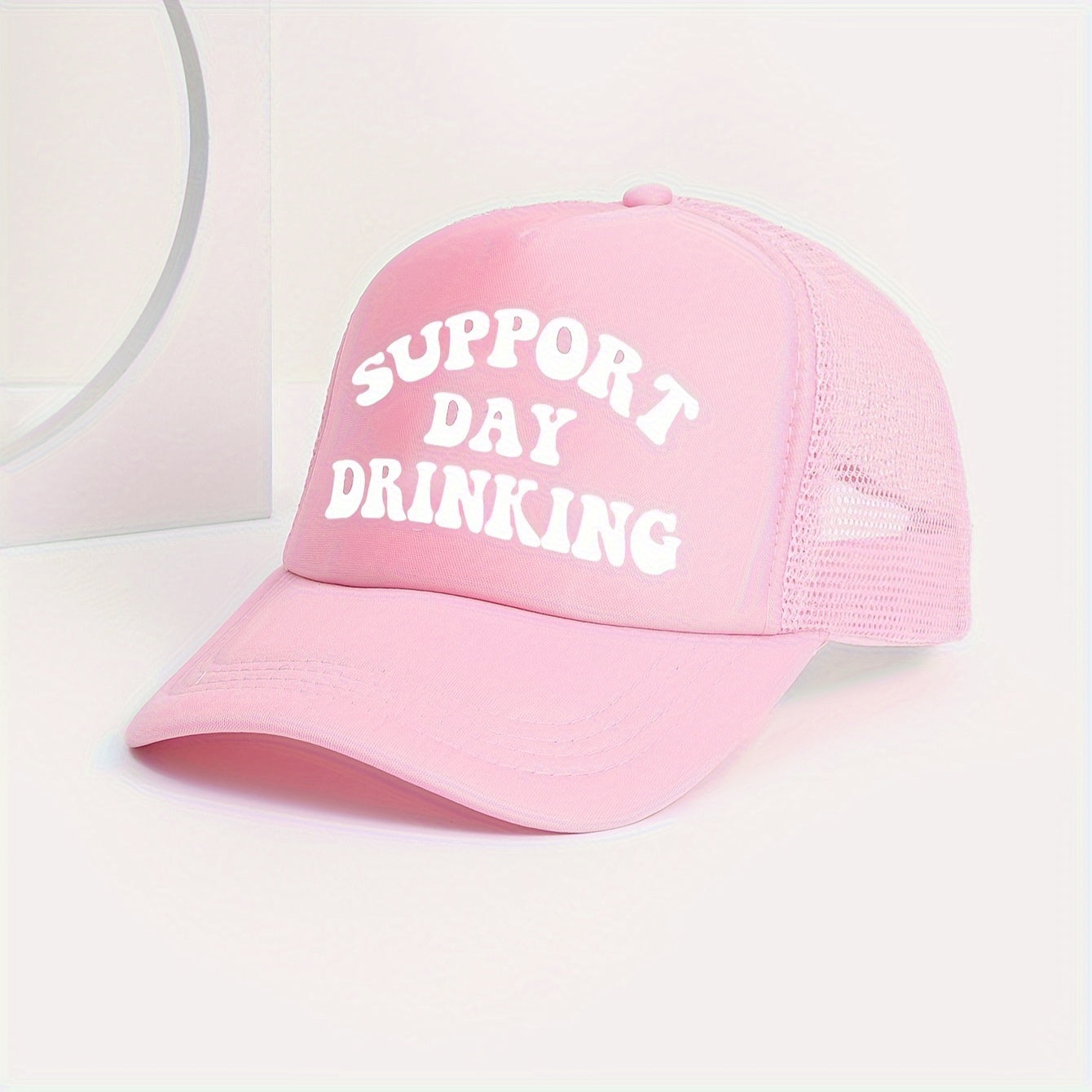 1pc Breathable Mesh Unisex Versatile Snapback Cap, Adjustable Letters Print Trucker Hat for Men Women