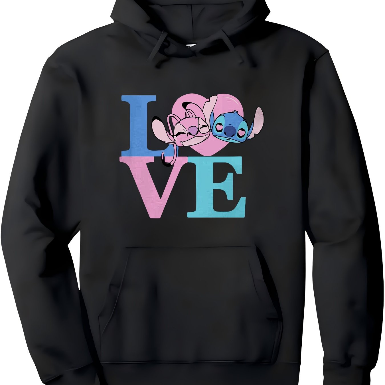 Disney Stitch& Lilo Theme Series Casual Hoodie, Perfect Holiday Gift for Family and Friends, Birthday Gift, Beach Vacation, Family Matching Pullover and Hoodie 260g 50% Cotton 50% Polyester