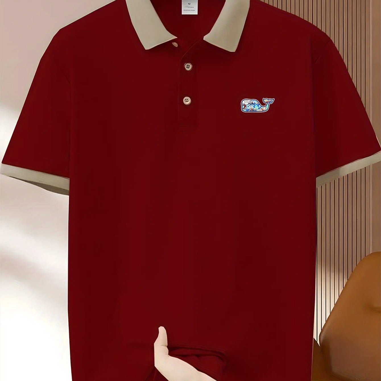(230G) Men'S Casual Polo Shirt with Whale Pattern, Short-Sleeved Golf Polyester Fiber with Button Collar, Suitable for Gym Fitness And Running Training. Men'S Business And Leisure Gifts for Father And Boyfriend.