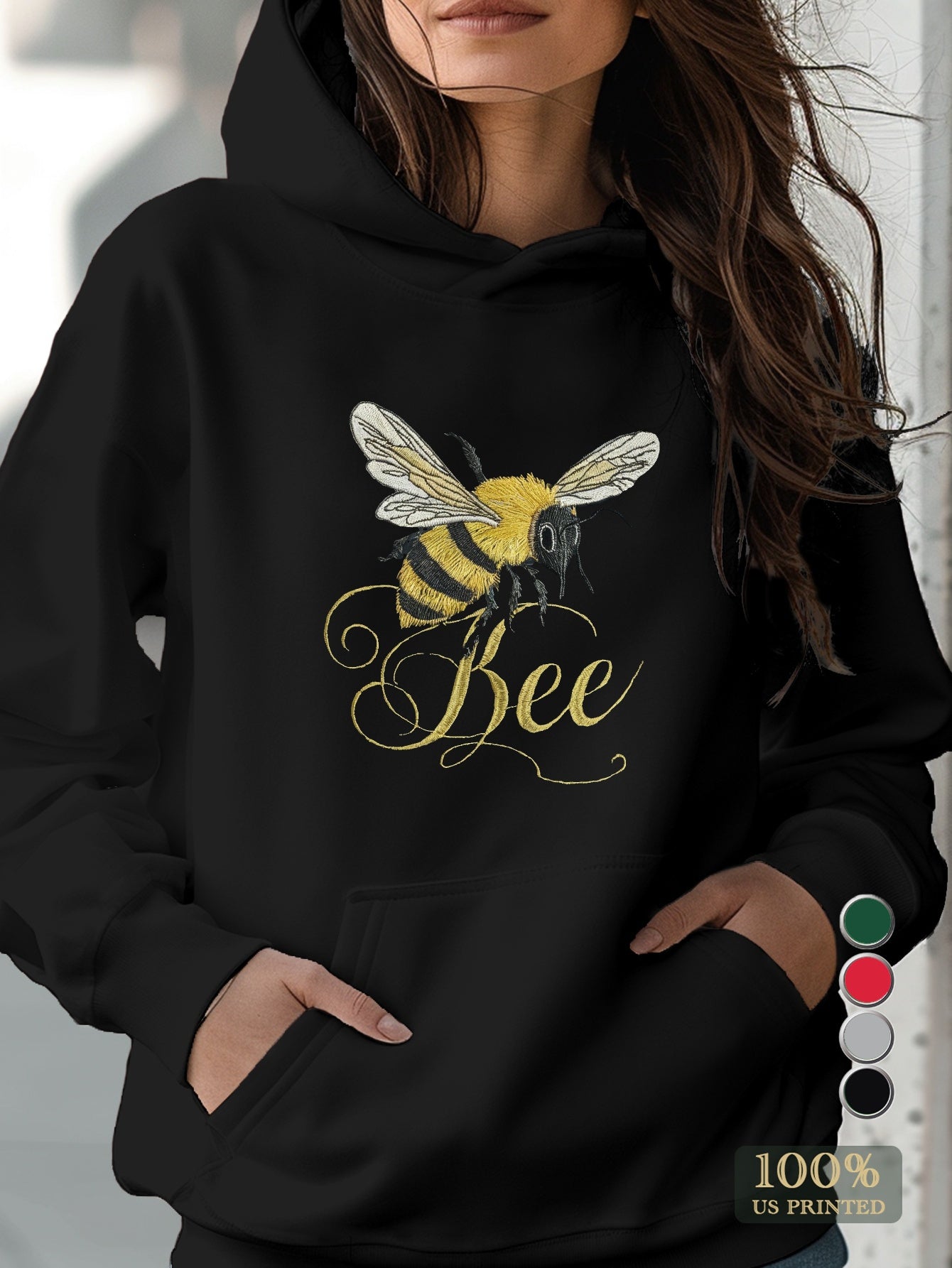 Teediy Beautifully Detailed Embroidered Bee Teediy Women'S Hoodies