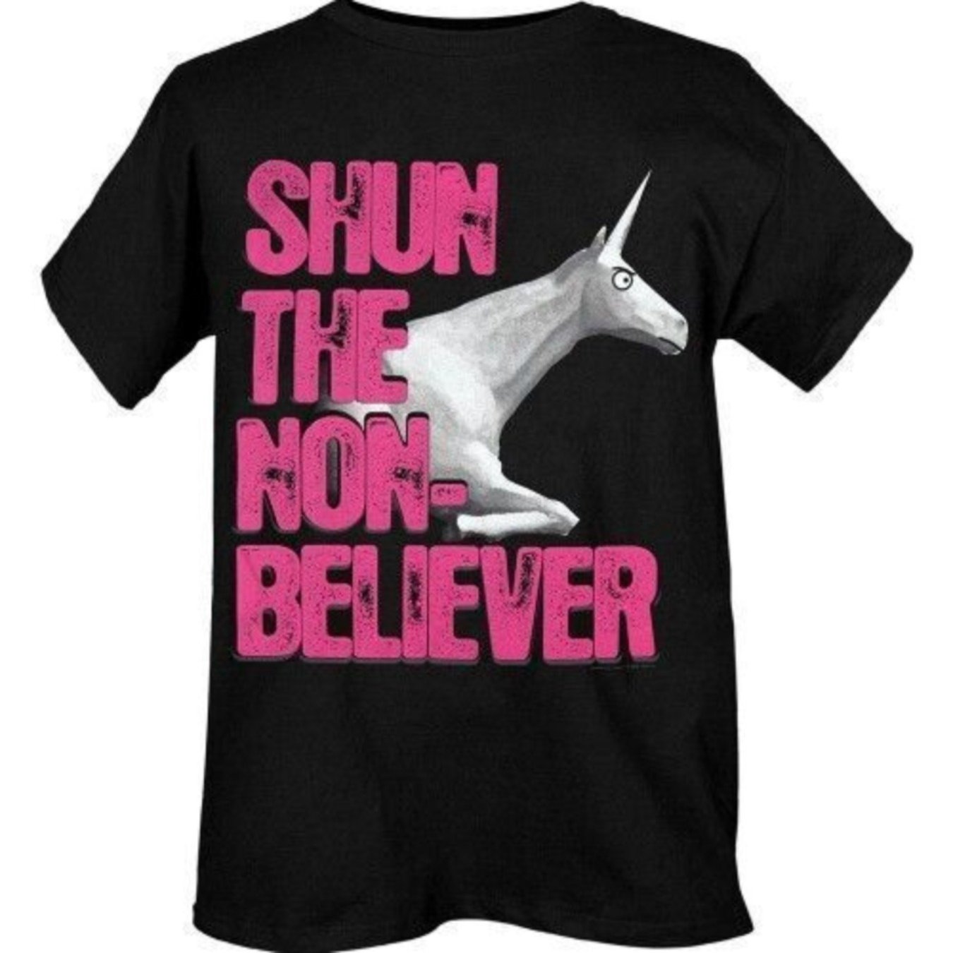 Charlie The Unicorn T-Shirt Shun The Non Believer Ring Ring Hello, S-3XL100% Cotton T-Shirt, Family Clothing