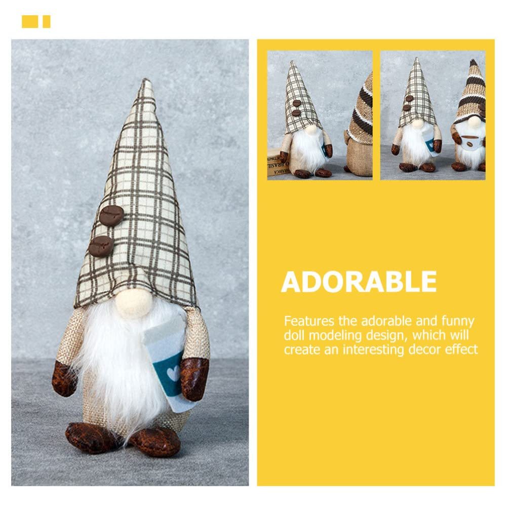 Coffee Gnomes Plush Doll Coffee Bar Decoration Swedish Tomte Elf Dwarf Collectible Figurines Dangle Leg Shelf Sitters Farmhouse Home Kitchen Decor Coffee Lover Gifts