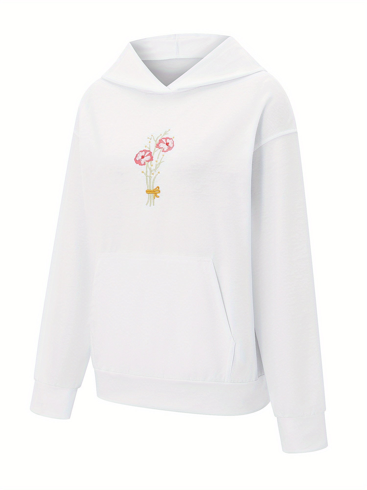 Womens Fashion Hoodies Long Sleeve Floral Letter Embroidery Loose Sweatshirts Streetwear Tops