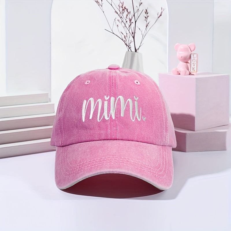 1 Pack Unisex Y2K Embroidered MIMI Baseball Cap - Adjustable Sun Protection Hat with Bold Lettering, Lightweight 100% Polyester for Outdoor Sports, Commuting & Daily Wear, Casual Sporty Style | Hand Washable Headgear, Sun Hat