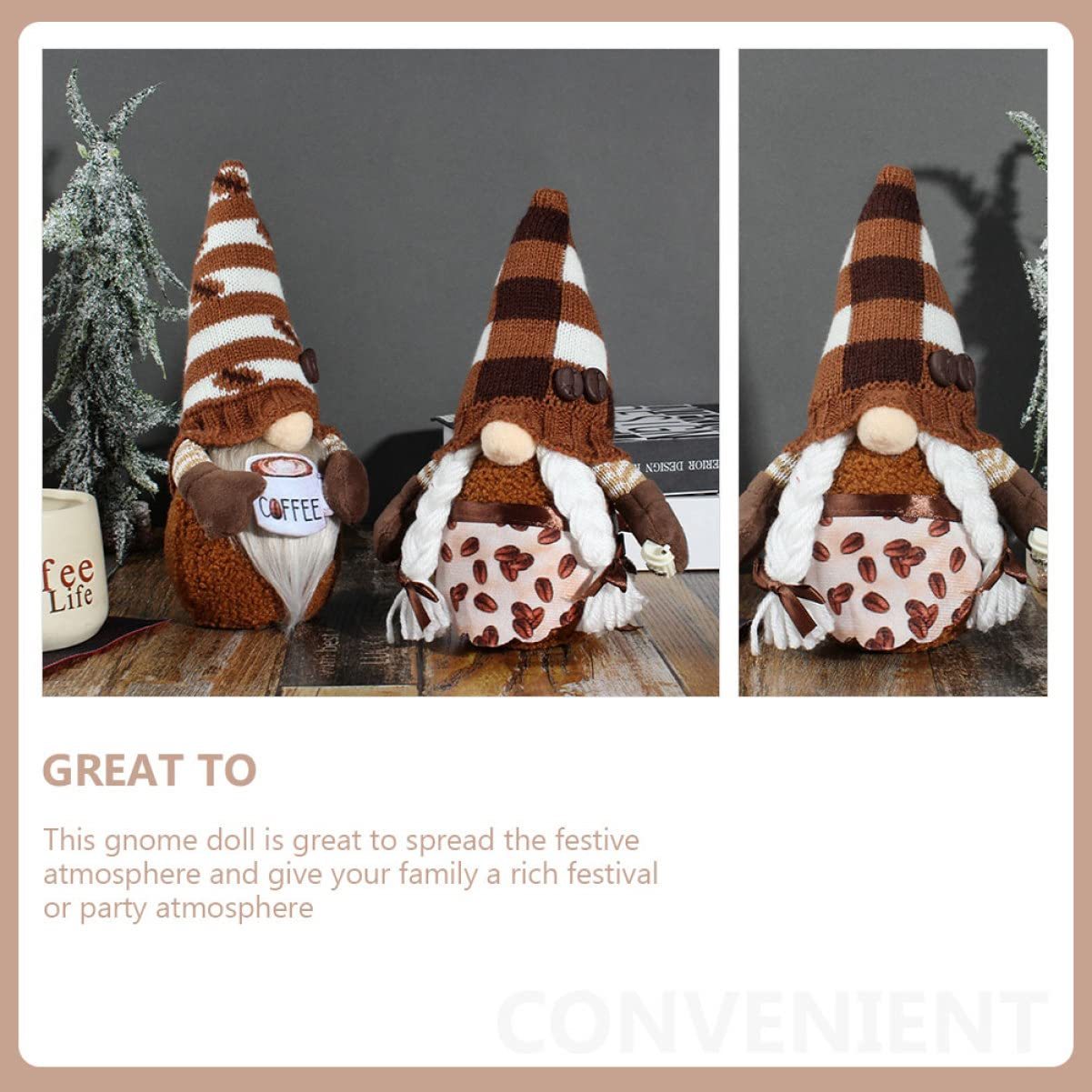 Coffee Gnomes Plush Doll Coffee Bar Decoration Swedish Tomte Elf Dwarf Collectible Figurines Dangle Leg Shelf Sitters Farmhouse Home Kitchen Decor Coffee Lover Gifts