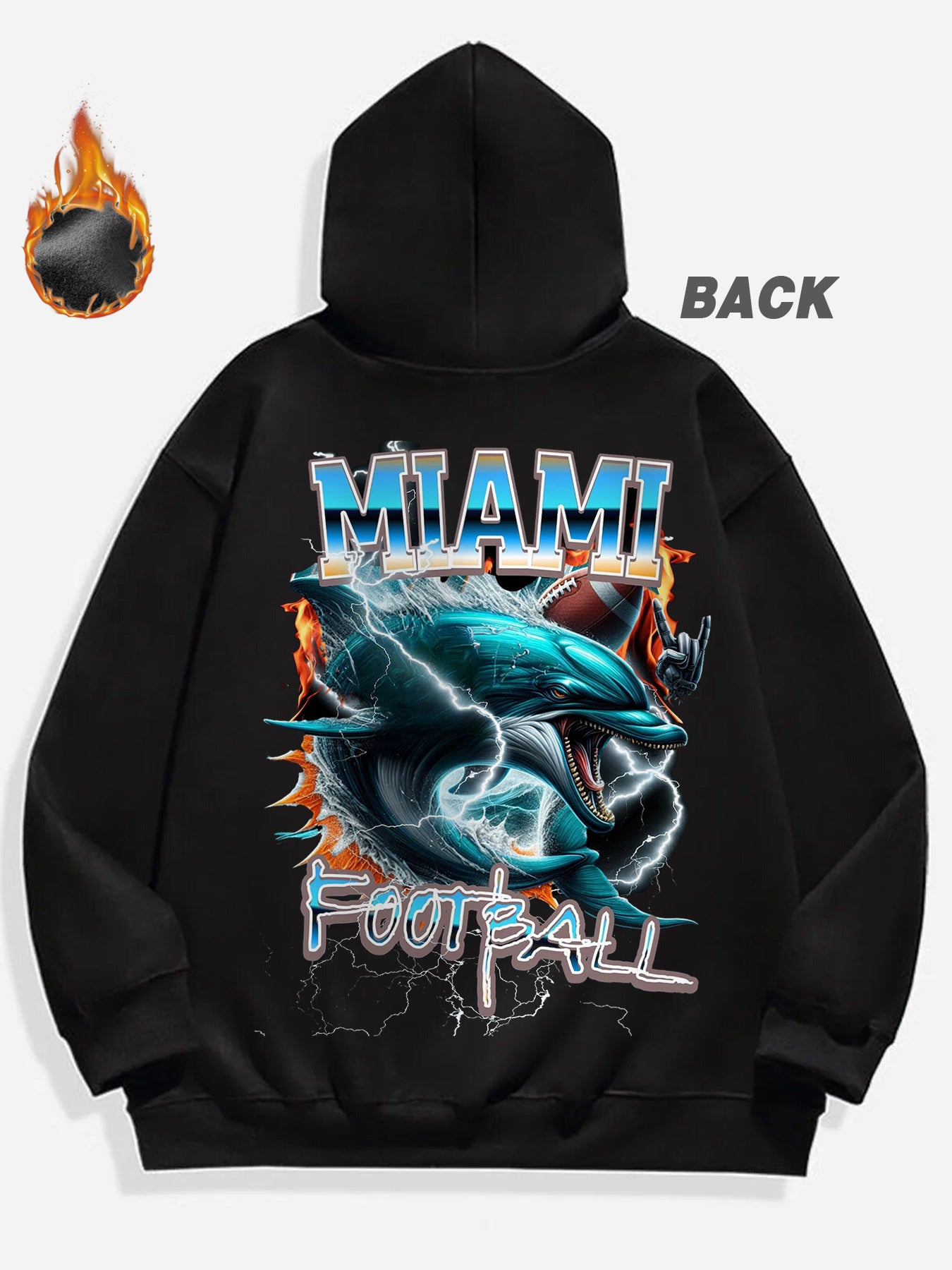 Men's Miami Football Graphic Hoodie - Cozy Fleece Pullover with Bold