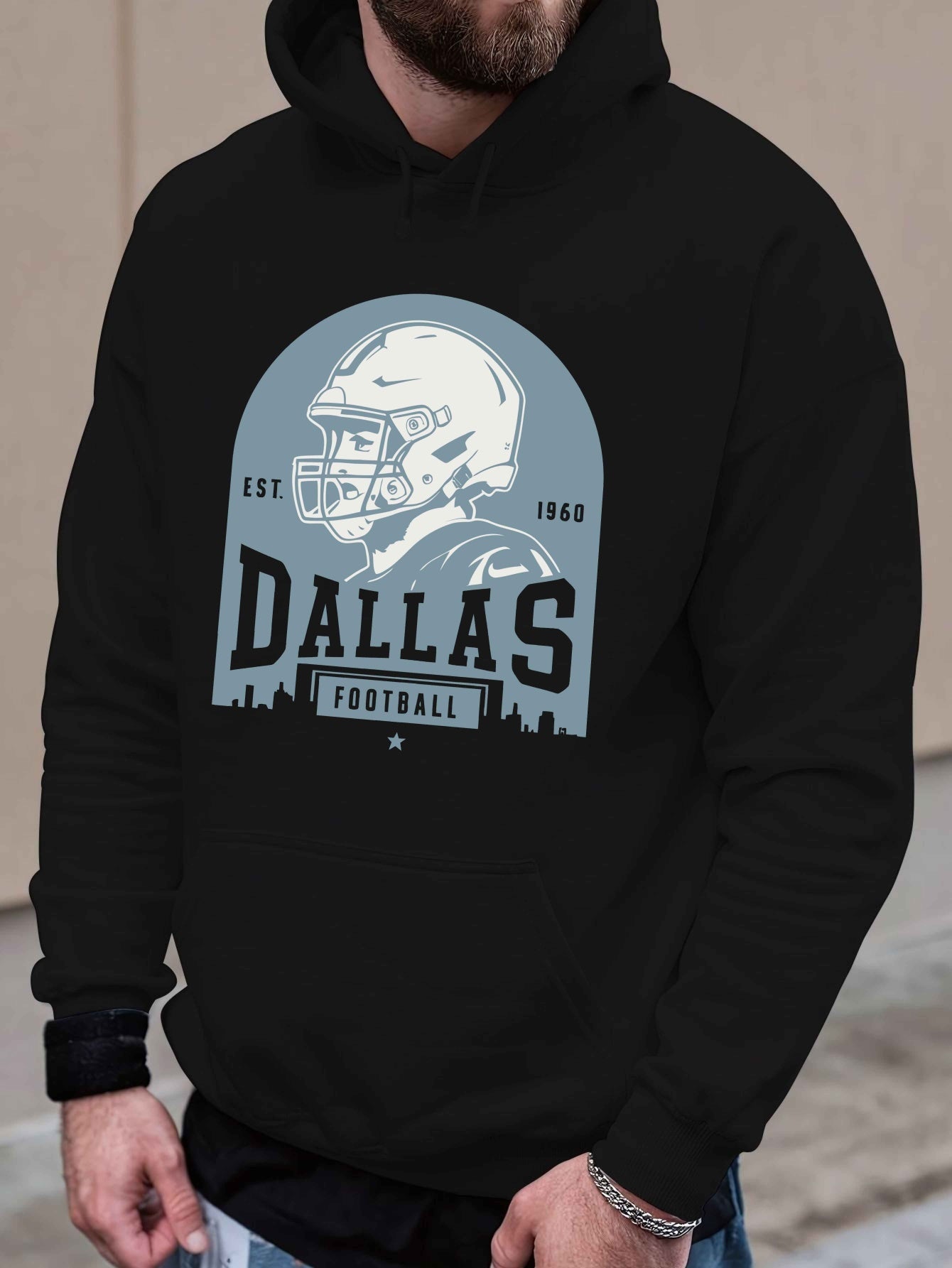 Football Dallas (Local) All Day Hoodie, Fashion Cotton Hoodie, Street Style Sweatshirt, Crew Neck Sweater, Super Soft, Breathable, Four Seasons Leisure Hoodie, Suitable for Daily Wear, Casual Outing