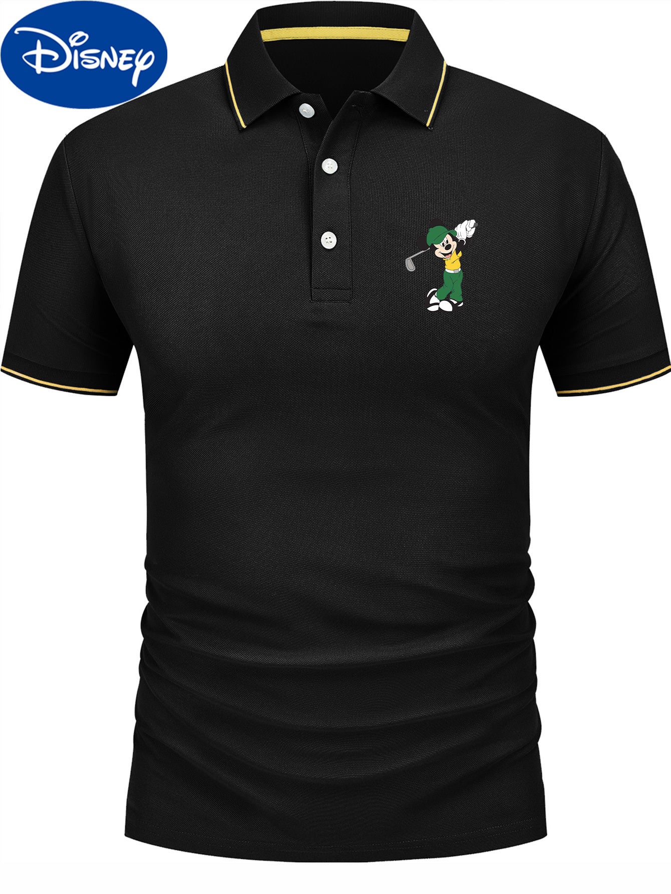 Disney Mickey Golf Sports Style Printed Short Sleeve Polo Shirt, Premium Business Casual, Lightweight Polyester, Quick Drying and Breathable Golf Shirt, Polo Shirt, Suitable for Outdoor Golf and Tennis, Perfect Gift Choice fo