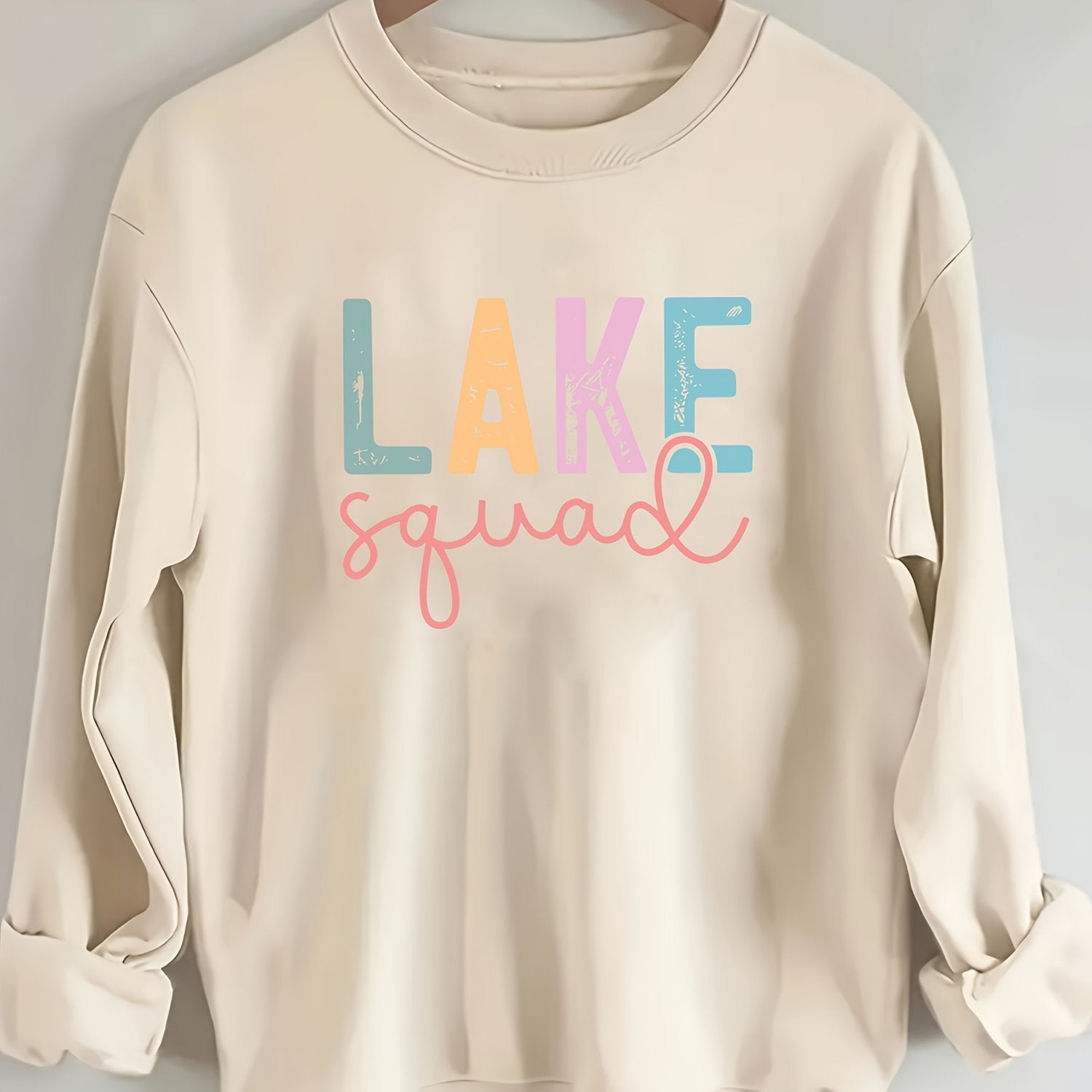 Letter Print Sweatshirt, Crew Neck Casual Sweatshirt for Women's Clothing