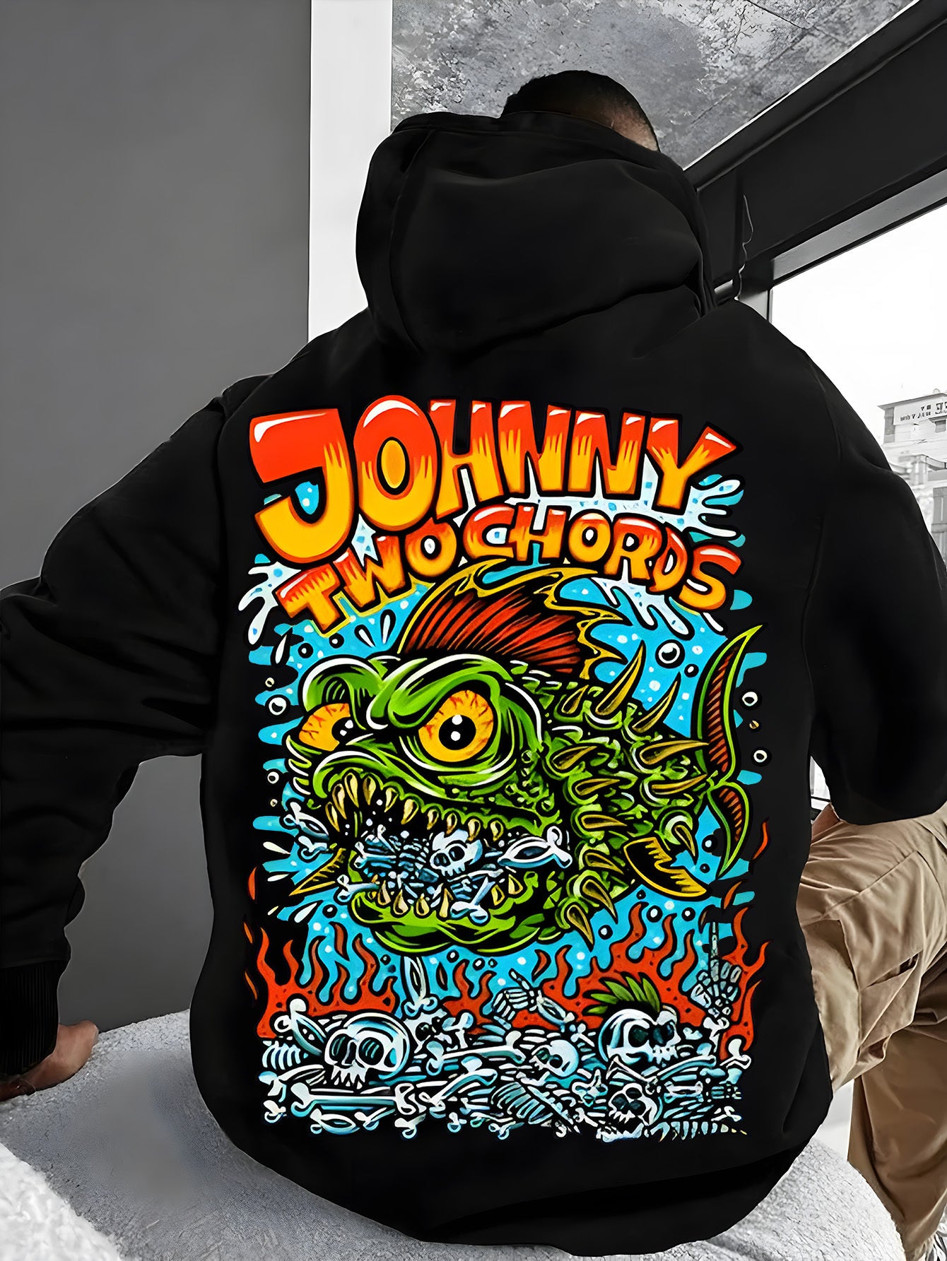 Handsome Men'S Hoodie with English Letters And Cartoon Print, Featuring Pocket Details for Easy Release And Storage of Items. The Fabric Is Soft And Comfortable, Making It The Perfect Choice