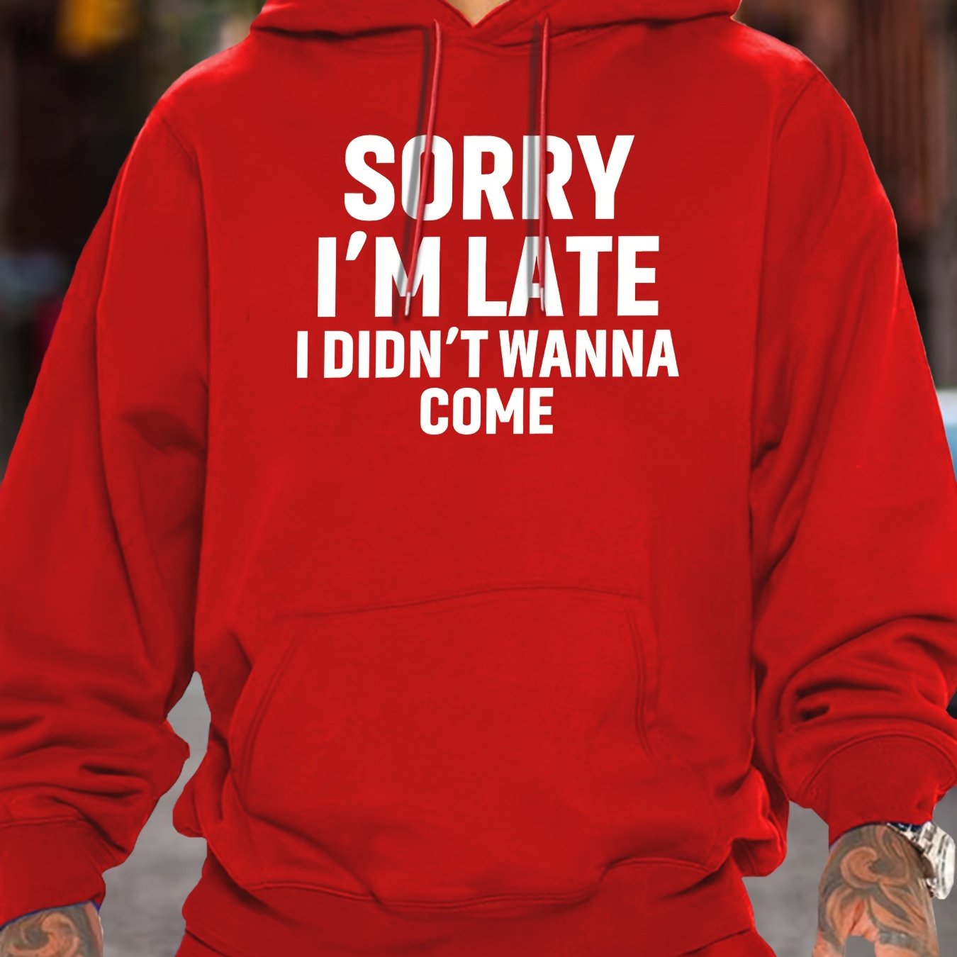 Kangaroo Pocket Hoodie - Funny Graphic Print Sweatshirt with Casual Long Sleeve Pullover Design, Perfect for Fall and Winter, Men's Clothing