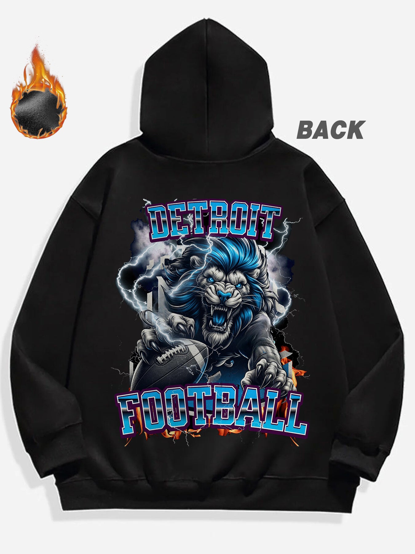 Mens Winter Clothes, Mens Gifts, Detroit Football Game Day Outfit, Features a Bold Design of The Football Logo, This Casual Hoodie Is Perfect for Football Enthusiasts, Offering Thick Warmth Ideal for Winter Wear, Equipped wit