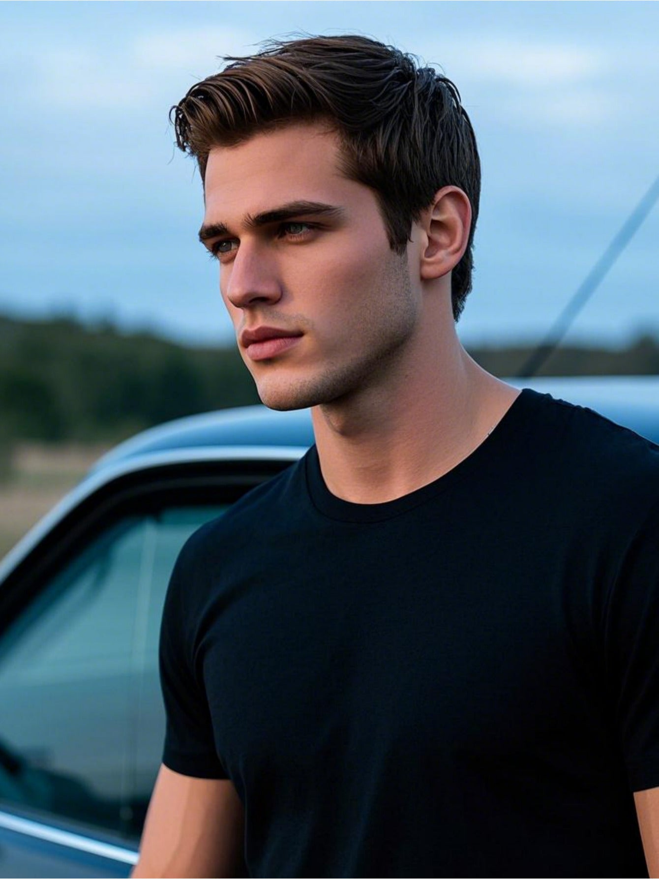 Men's Trendy Black Cotton T-Shirt with