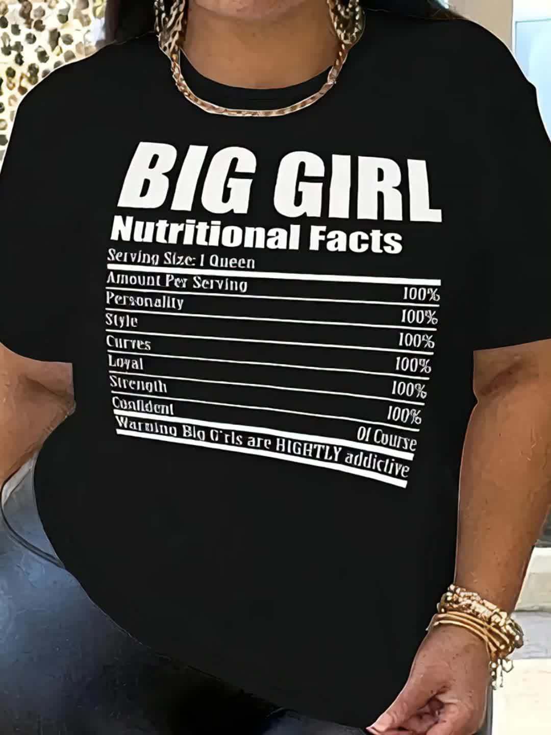 Plus Size 'Big ' Inspirational T-Shirt for Women | 100%, Medium Stretch Crew Neck | Body-Positive Design with Empowering Facts | Casual Spring/Summer Wear, Ladies T Shirts