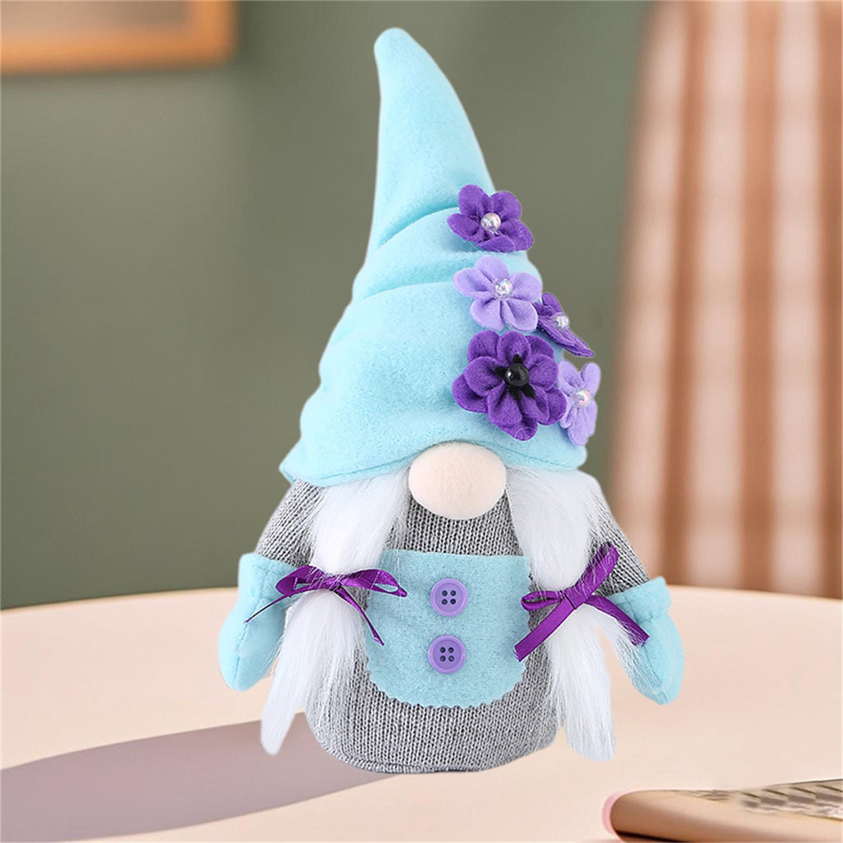 Mother's Day Gnome Decorations Gift - 3D Flower Scandinavian Nisse Plush Doll, Fabric Material, No Power Needed, Perfect for Home Ornaments & Party Decorations