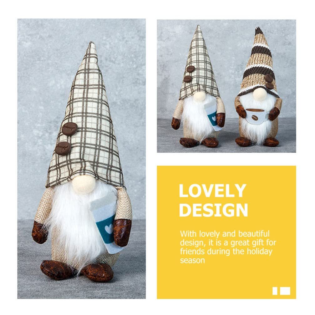 Coffee Gnomes Plush Doll Coffee Bar Decoration Swedish Tomte Elf Dwarf Collectible Figurines Dangle Leg Shelf Sitters Farmhouse Home Kitchen Decor Coffee Lover Gifts