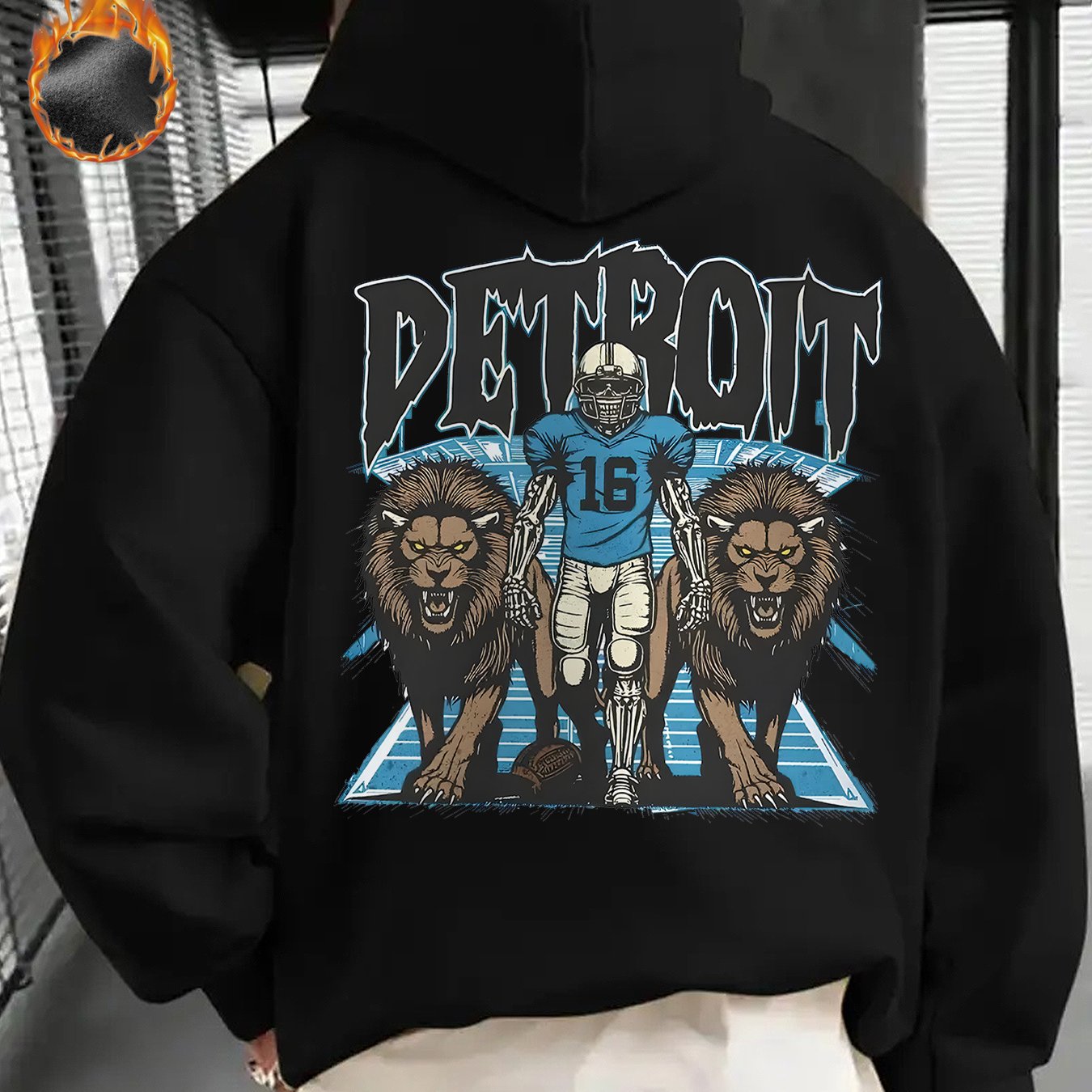 Mens Gifts, Mens Winter Clothes, Sweatshirts for Men, Detroit Football Game Day Outfit, Design Using The Detroit Football Logo, This Casual Hoodie Is Perfect for Football Enthusiasts, Offering Thick Warmth Ideal for Winter We