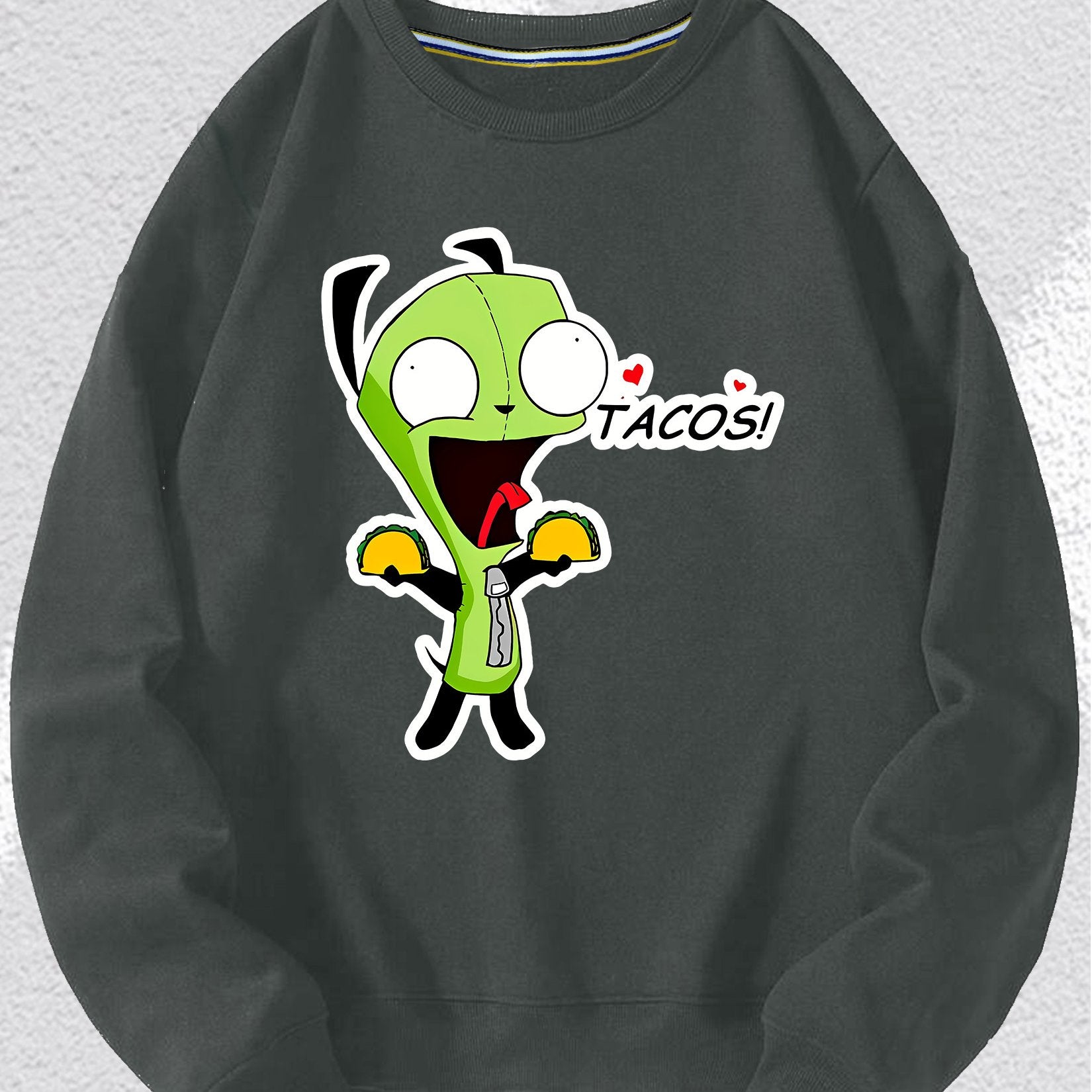 Invader Zim Gir Taco Love Long Sleeve Sweater - Comfortable, Casual, Fashionable, All-Rounder, Commuter, Sports, Spring and Winter Suitable, Outdoor Clothing for Men