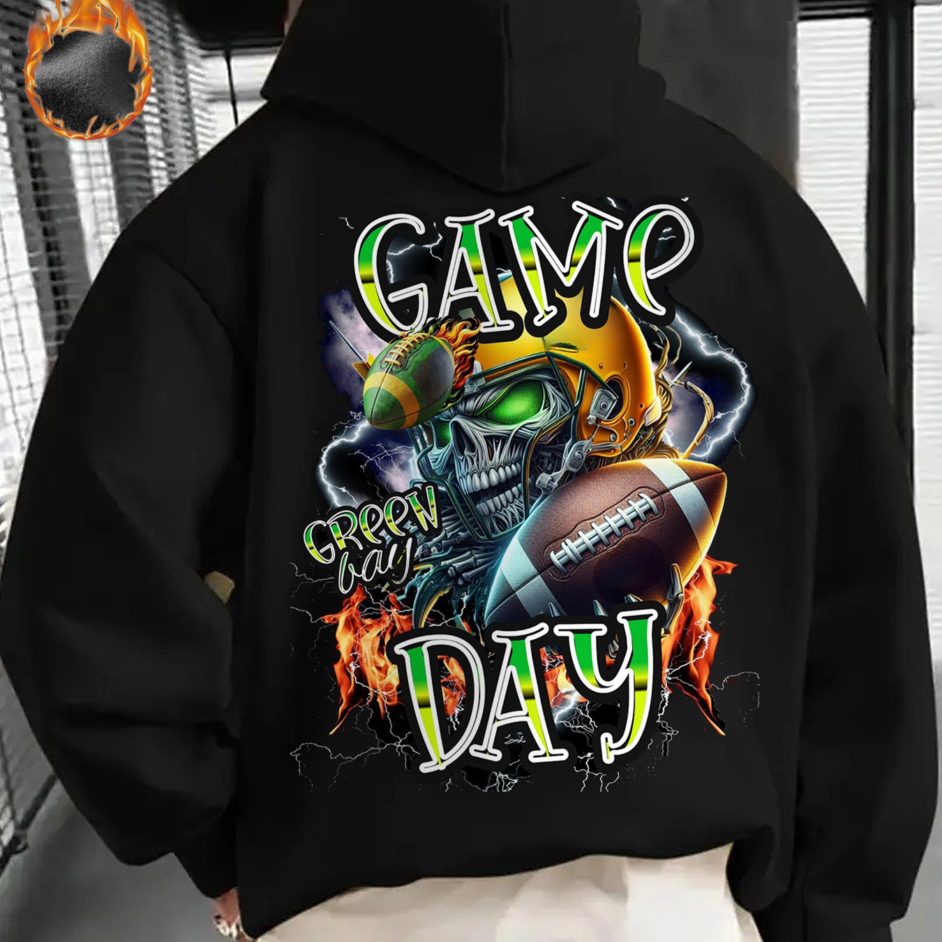 Cozy Comfort | Men's Football Game Day Graphic Hoodie - Cozy Fleece-Lined Pullover with Bold