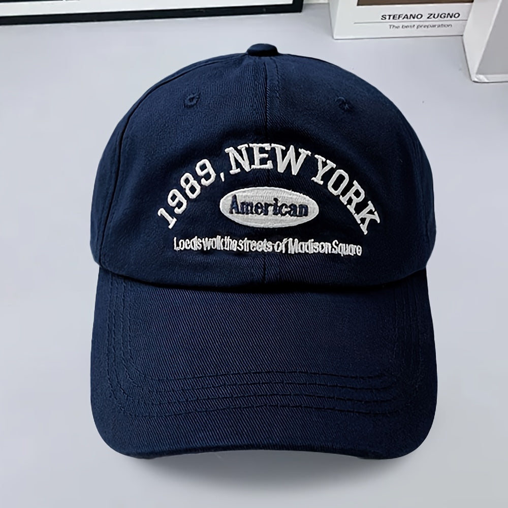 1989 NY Letter Embroidered Baseball Cap, Unisex Fashion, Polyester, Hand Wash Only, Non-Stretch, Lightweight, Fits All, Spring/Autumn Casual Wear, Hip-Hop Style, Ladies' Accessory