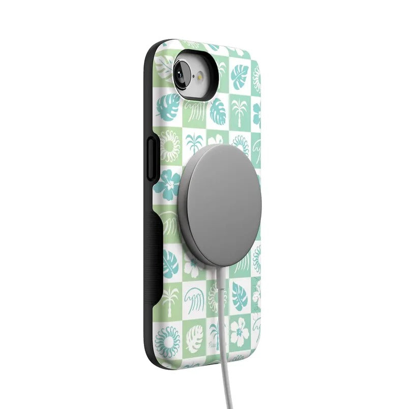 Casely iPhone Case | Coastal Checkers | Pura Vida Floral | Compatible with MagSafe | Bold Protective Design
