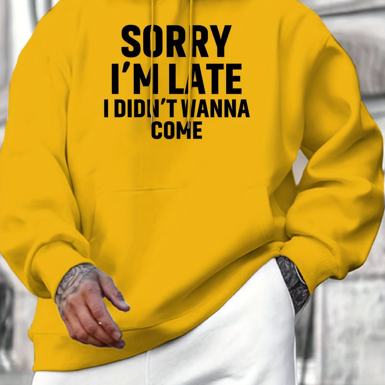 Kangaroo Pocket Hoodie - Funny Graphic Print Sweatshirt with Casual Long Sleeve Pullover Design, Perfect for Fall and Winter, Men's Clothing