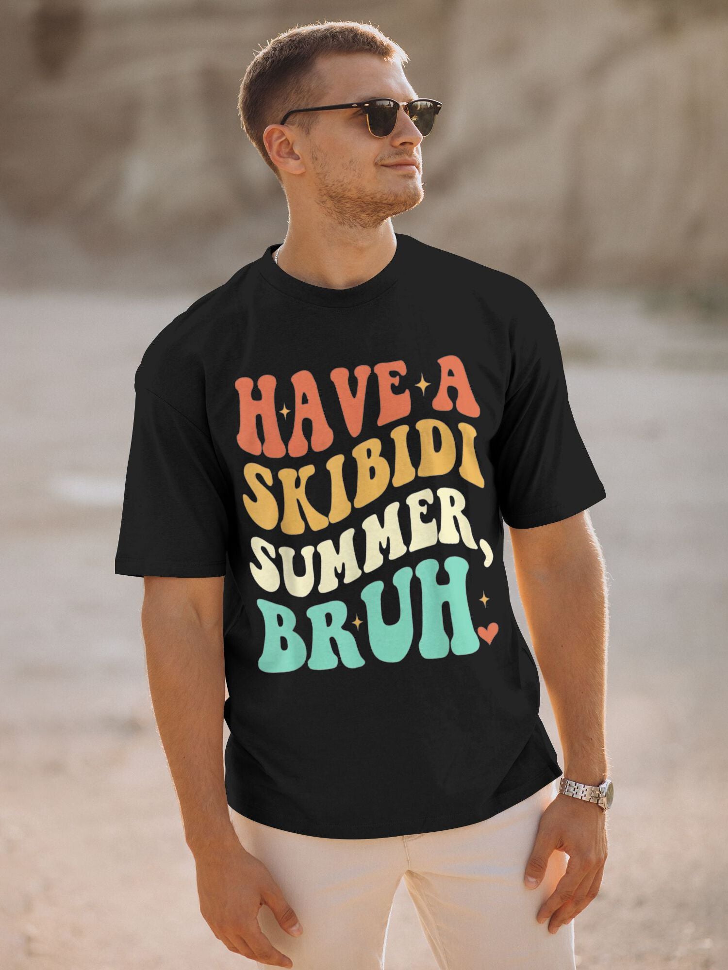 Skibidi Summer Bruh Graphic T-Shirt - Black Tee with HAVE A SKIBIDI SUMMER, Bold Typography Streetwear - Loose Fit Shirt for Men & Women - Beach, Parties, Everyday Casual Outfits - All-Season Comfort, Beach T Shirt, Party Att