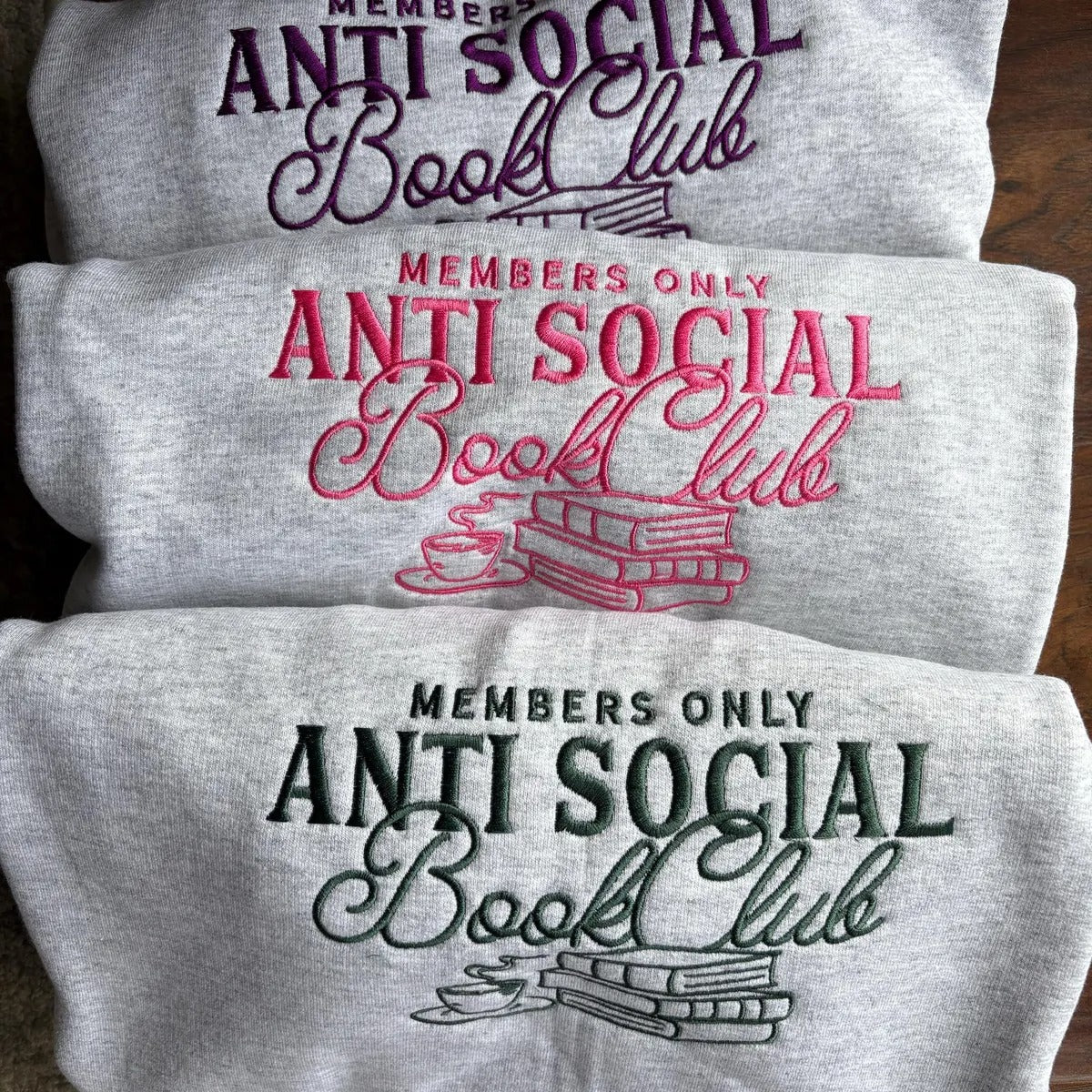Anti Social Book Club Embroidered Crewneck, Book Club Shirt, Book Lover Crewneck, Bookish Crewneck, Book Club T-Shirt