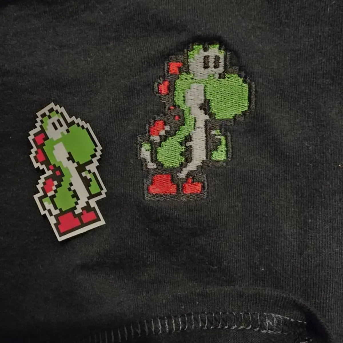 Embroidered Pixel Yoshi | Heavy Cotton Unisex T-shirt | Handcrafted Pixel Apparel | Unique Embroidery Gifts