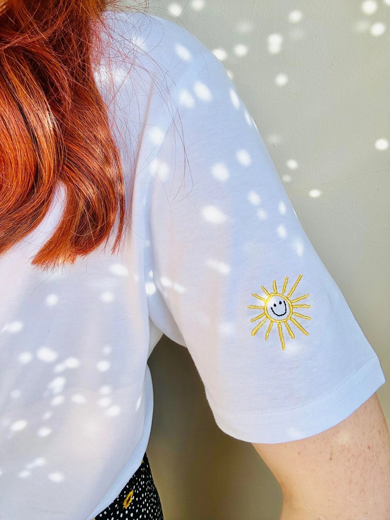 Embroidered 'Here Comes The Sun' Unisex Organic Cotton T-shirt - Spring Summer Top