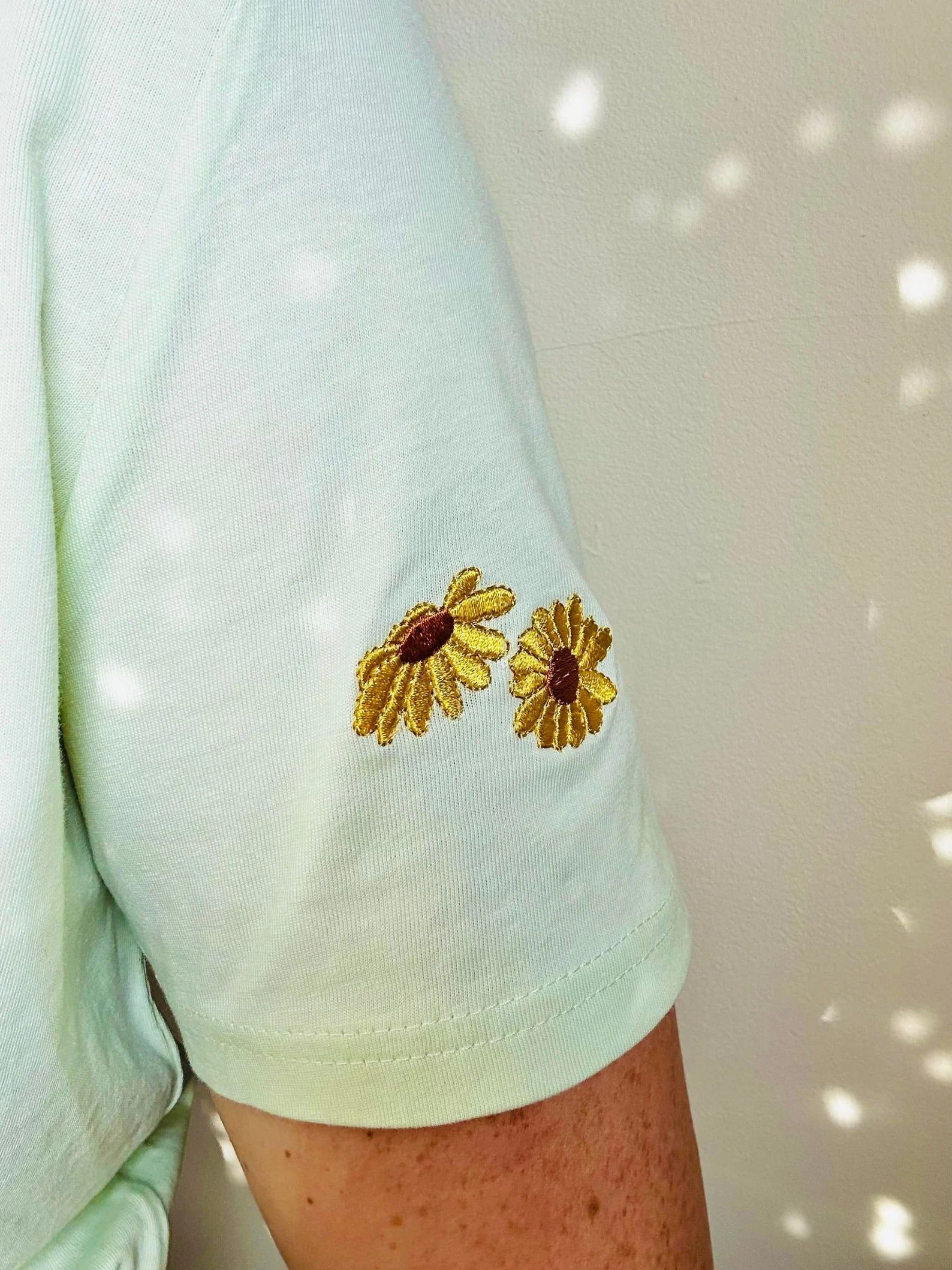Embroidered Sunflowers T-shirt Unisex Organic Cotton - Spring Summer Top