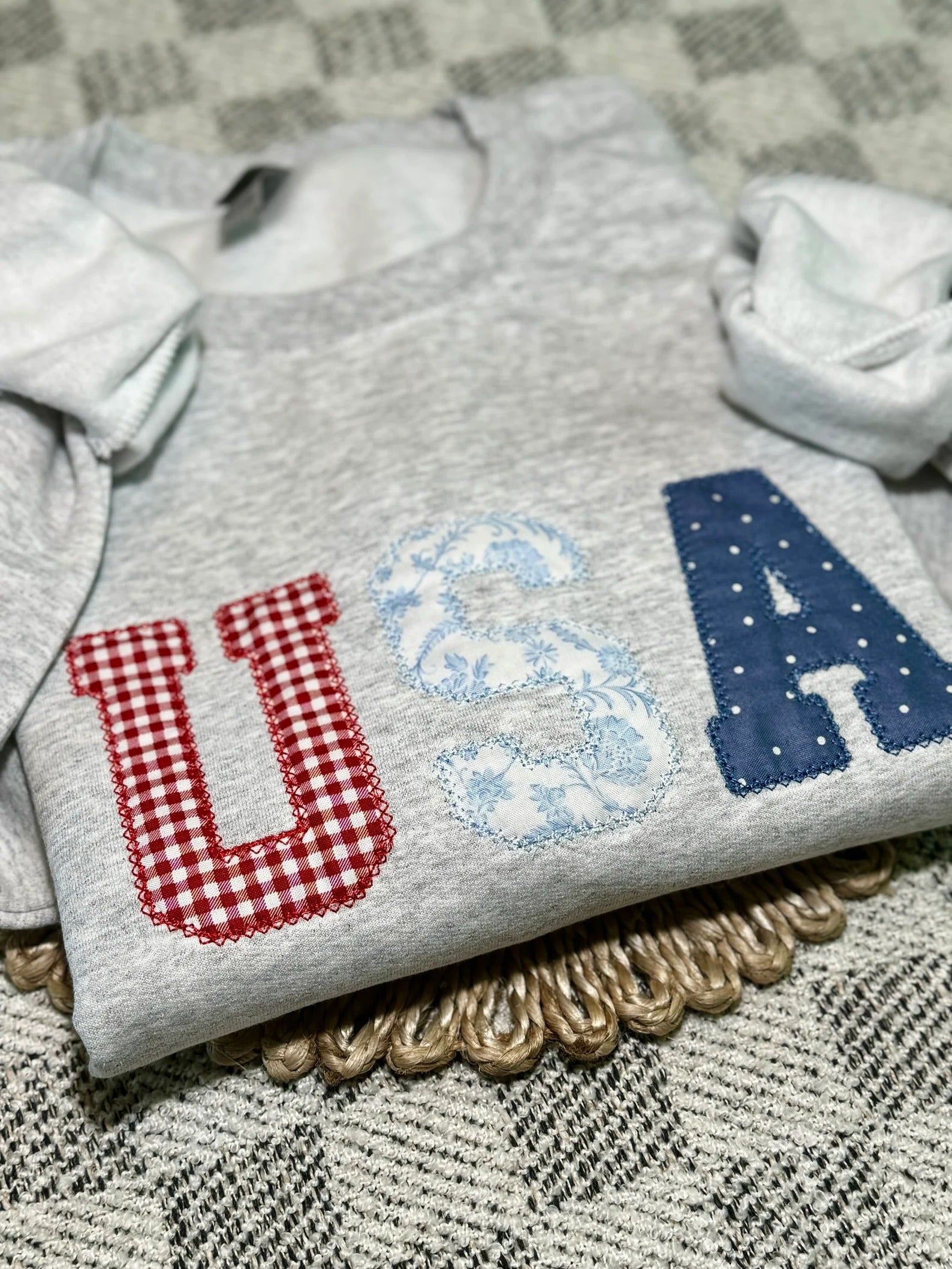 USA Embroidered Crewneck Sweatshirt, Comfy American Flag Sweater, Embroidered America Shirt, USA Flag Sweatshirt, 4th of July Shirt, Merica