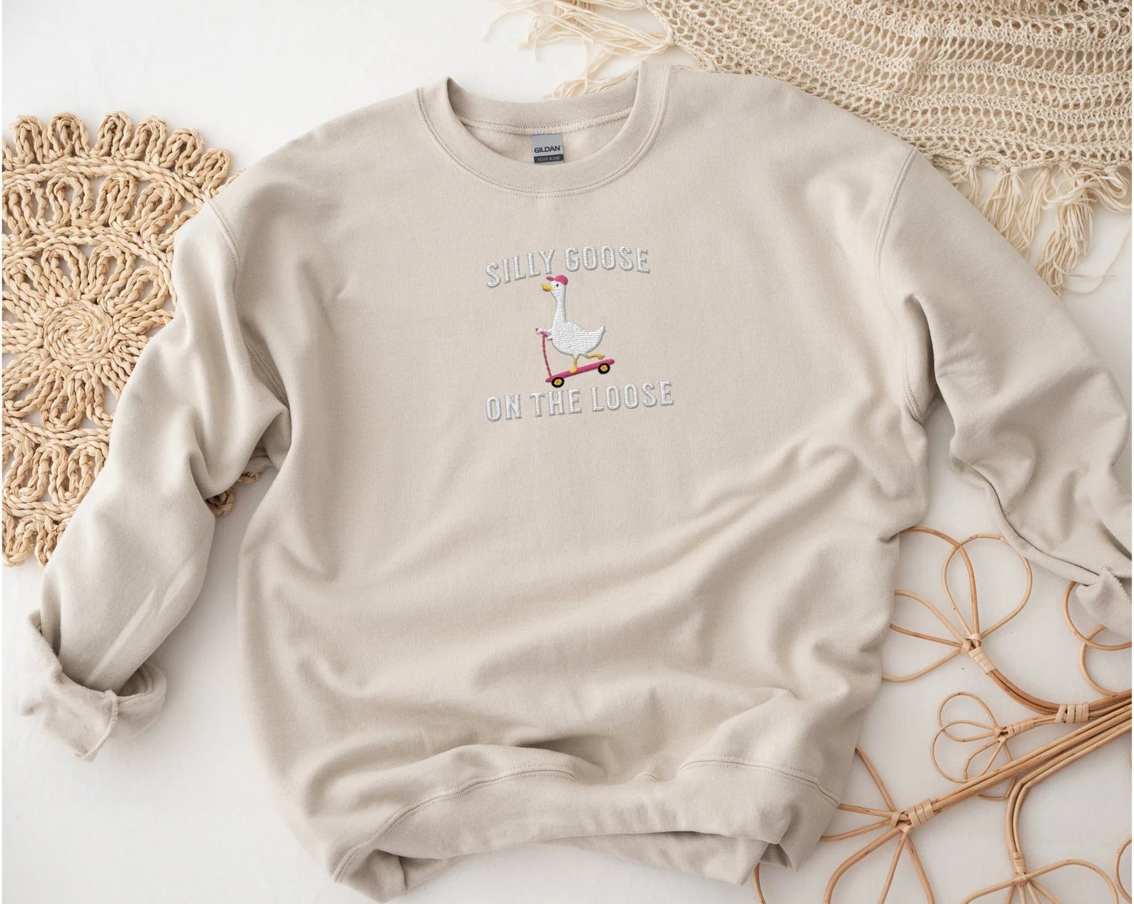 Embroidered Silly Goose Sweatshirt Embroidered Goose Crewneck Sweatshirt Silly Goose Shirt Funny Sweatshirt Funny Embroidered Shirt Gift