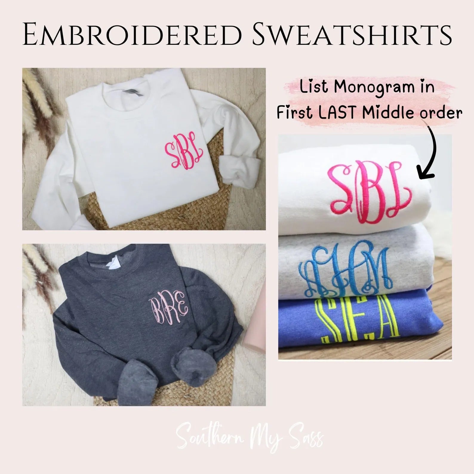 Personalized Sweatshirt, Monogrammed Sweater, Gifts for Her